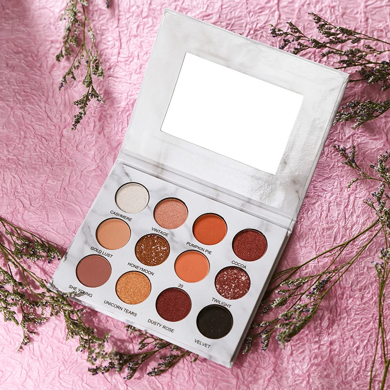 

12-color Marble Eye Shadow Palette Waterproof Non-stick Cup Easy To Color Shimmer Matte Eye Shadow