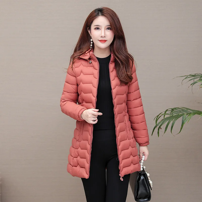 

Cotton-padded Clothes Women's Mid-length 2019 New Style Korean-style Versatile Large Size Slim Fit down Jacket Cotton-padded Clo