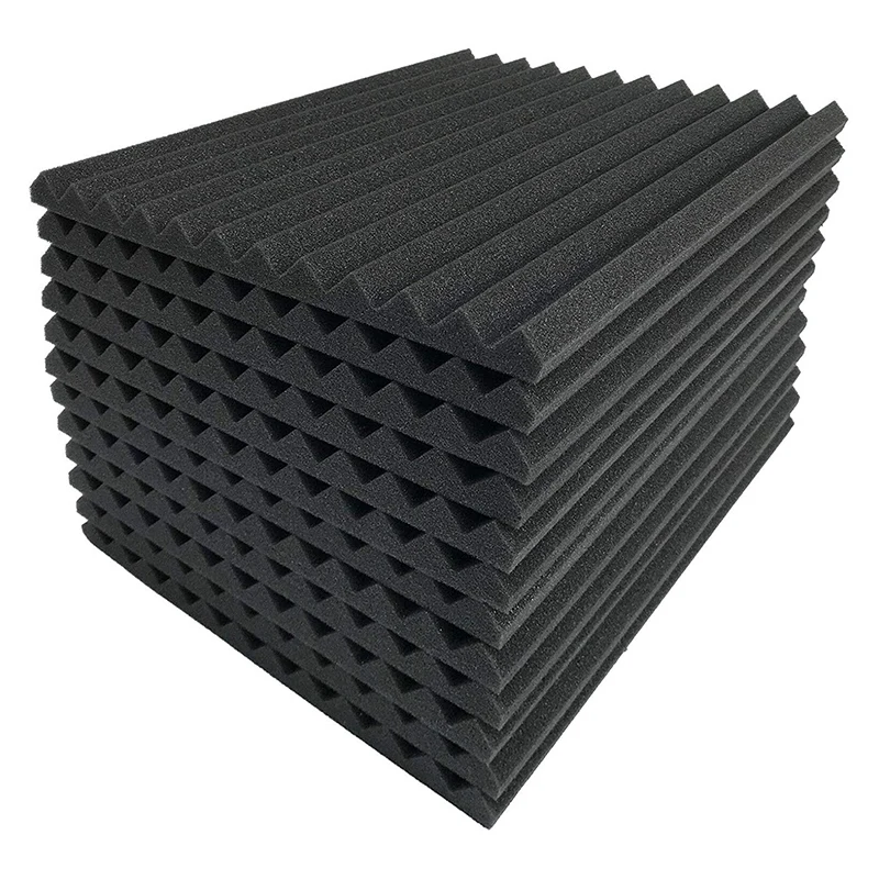 

12 Pcs Black Acoustic Panels Soundproofing Foam Acoustic Tiles Studio Foam Sound Wedges 2.5 x 30 x 30cm