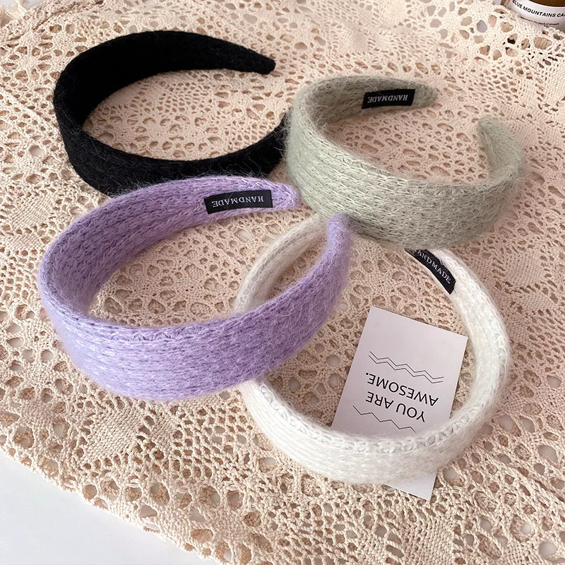 

Winter Knitted Headband Women Warm Handmade Hairband Girls Fashion Solid Turban Center Knot Casual Hair Accessories