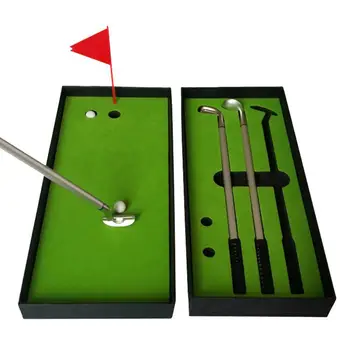 

Mini Course Desktop Golf Club Ball Putting Green Flag Ballpoint Pen Set Gift