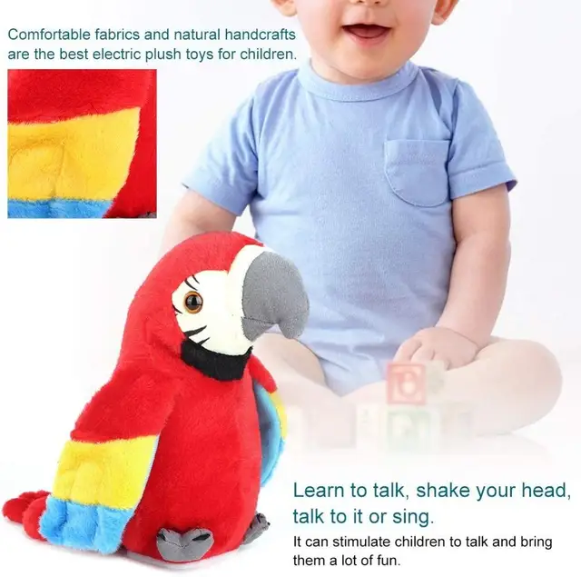 Electric Talking Parrot Plush Toy Bird Waving Wings Cute Speaking Funny Pronunciation Electric Animal Plush Toy for Kids Gift 2