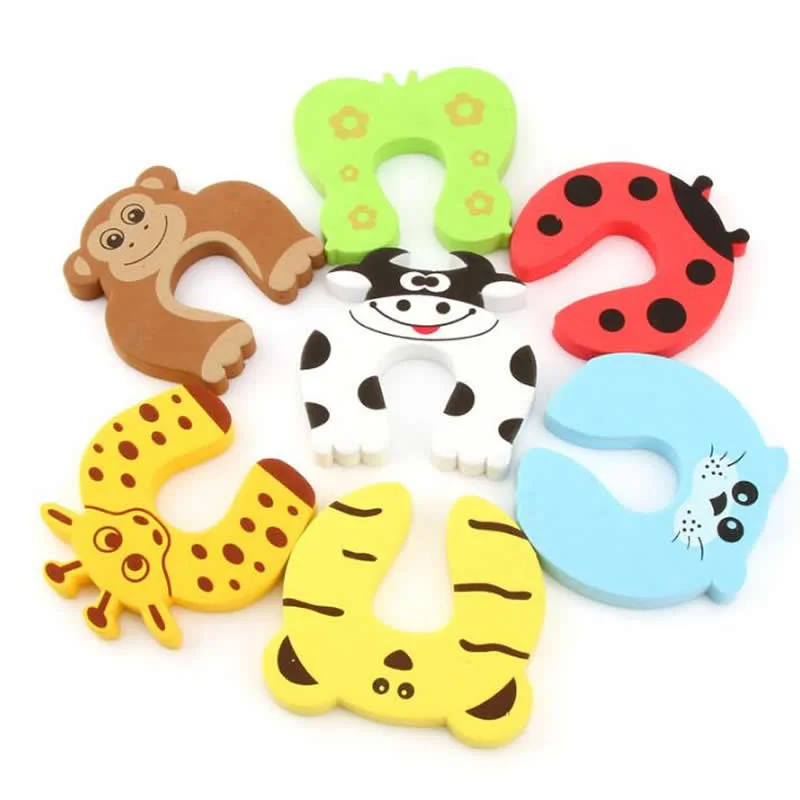 5PC/set Baby silicone safety door plug door crossing decoration care cartoon animal jammer child protection anti-pinching