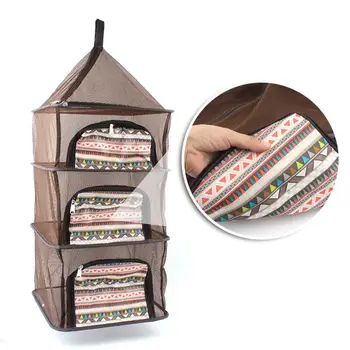 

Outdoor Collapsible Drying Net Four-layer Camping Storage Hanging Basket Fishing Drying Rack Outdoor Gadget