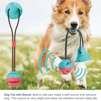 

Dog Molar Bite Toy Multifunction Pet Chew Toys with Suction Cup Doggy Pull Ball for Dogs Cats Cleaning Tooth Food Dispenser NEW