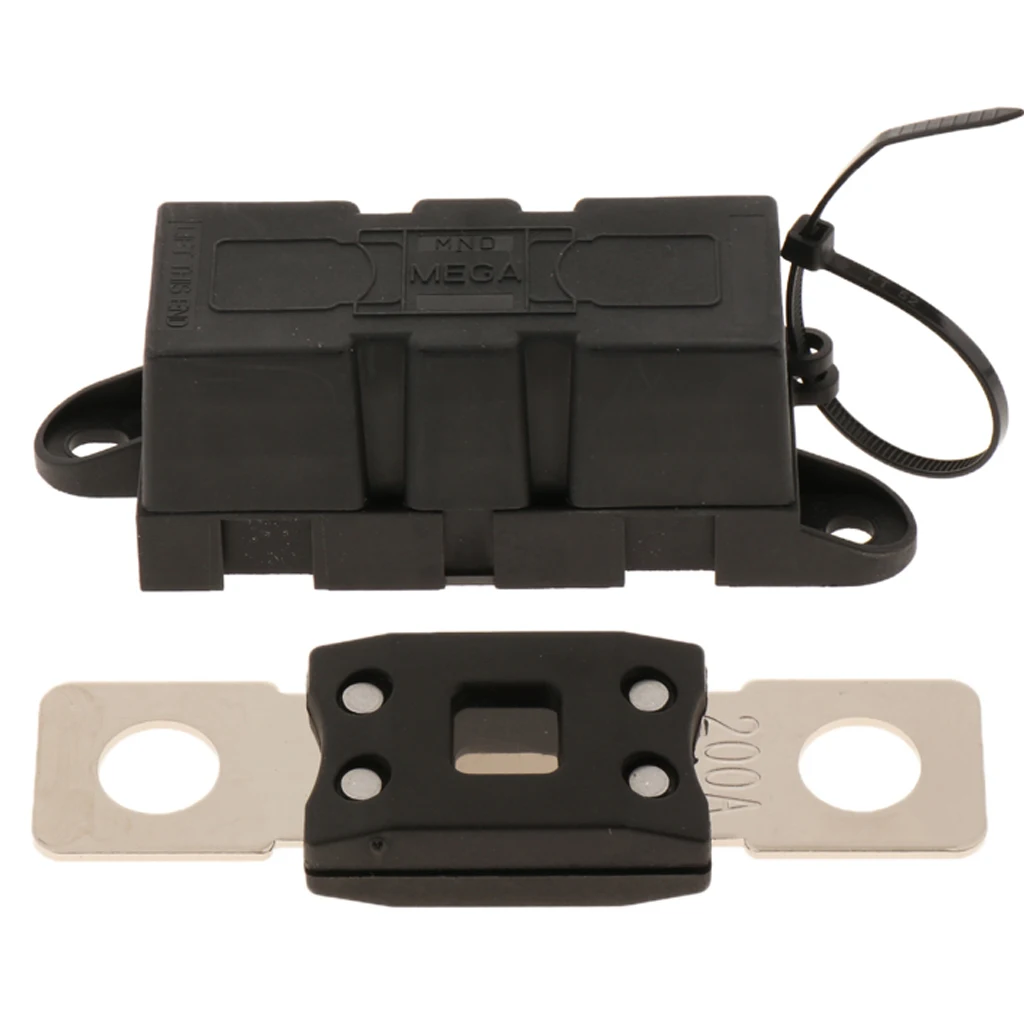 Automotive Single Terminal Fuse Holder+ Mega Bolt-Down Fuse for Forklift, Van, Marine, Truck, Boat, RV, Motorhome (200A)
