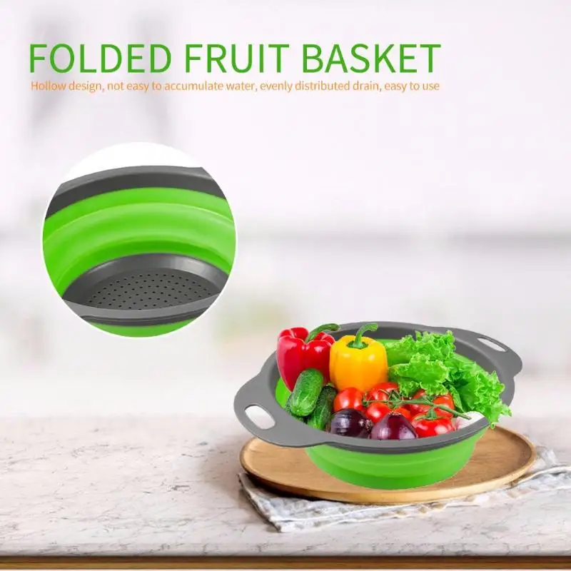 Circular Telescopic Folding Leachate Silica Gel Basket Fruit Washing Basket