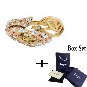 

High quality Accessories SWA New GRACEFUL BLOOM Ring Coffee Tone Leaf Decoration Lady Fashion Classic Romantic Gift Engagement