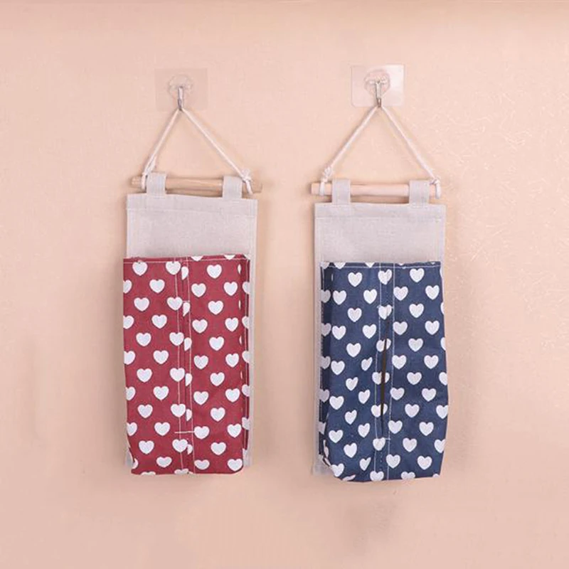 Cotton Linen Wall Hanging Storage Bags Door Pouch Bedroom Home Storage Pocket Home Decor Hanging Bag