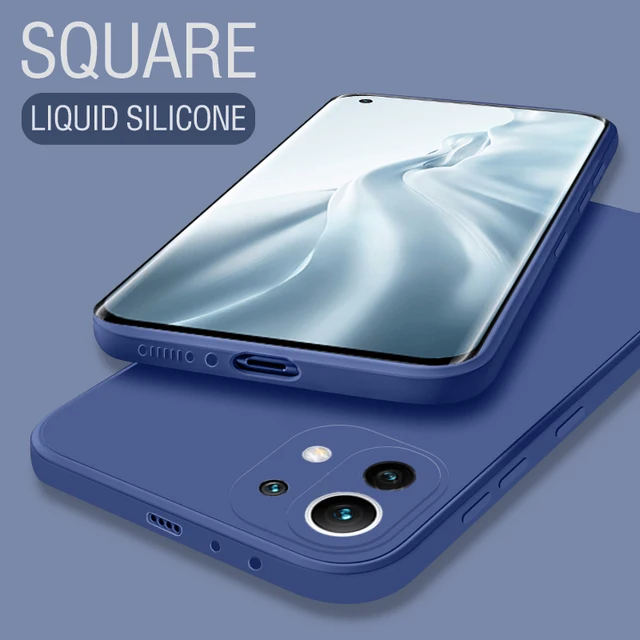 Square Liquid Silicone Case For Xiaomi Mi 8|Mi 9|Mi CC9|Mi 9SE|Mi 10|Mi 10T Lite|Mi 10 Pro|Mi 11|Coque Slim Matte Soft Cover Blue