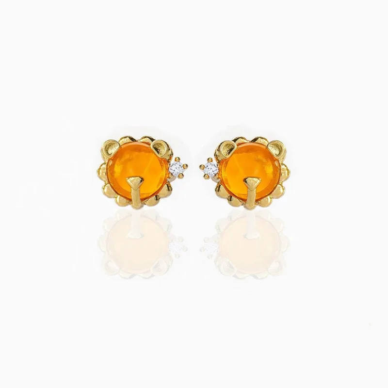 New Ins Cute Inlaid Zircon Animals Stud Earrings Simple Real Gold-plated Color Zircon Earrings For Women Girls Fashion Jewelry 6