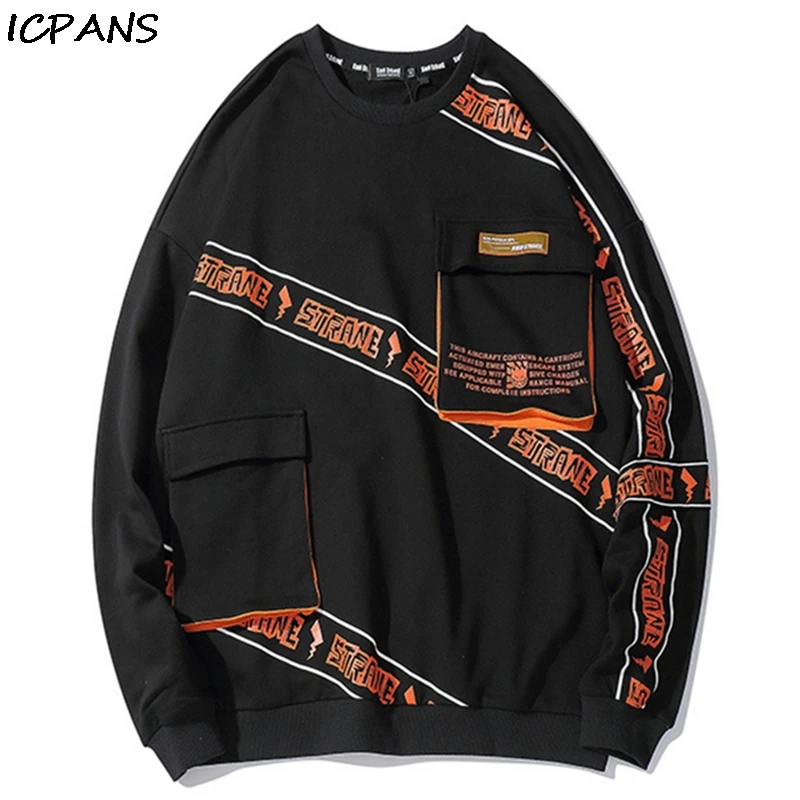 

ICPANS Women Men Hip Hop Pullover Sweatshirt Front Pockets Streetwear Hoodie Cotton Tops 2019 Autumn HipHop Loose Pullovers
