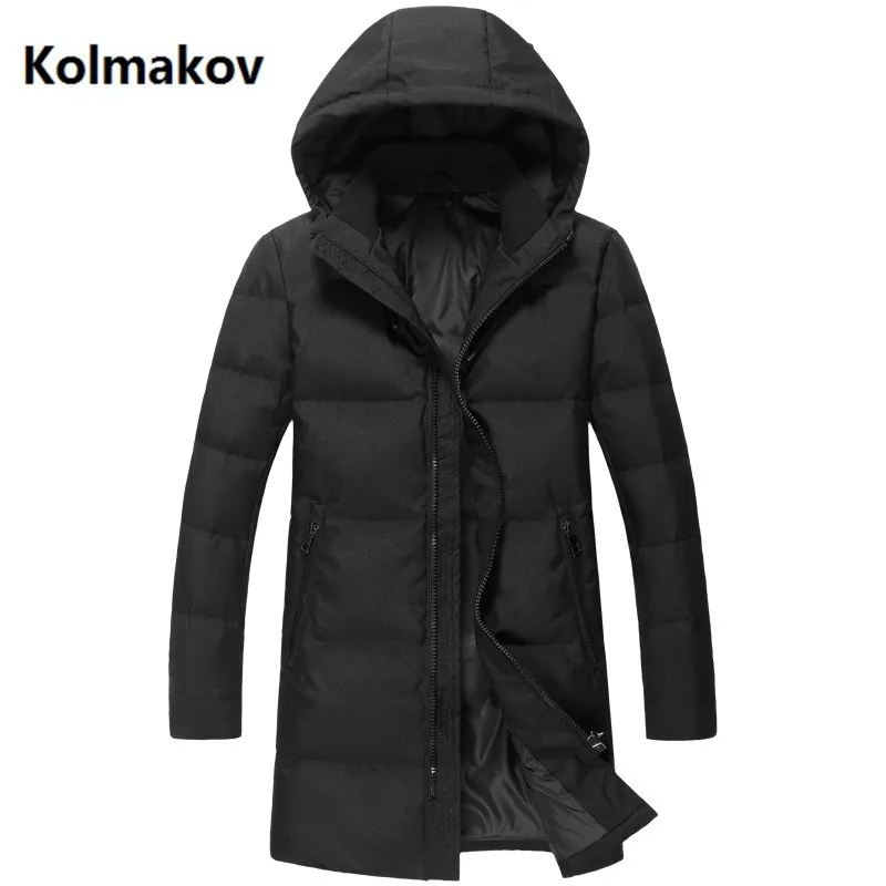 Черный Новинка, стильные пуховики с капюшоном, зимние пальто, парки, мужские зимние куртки высокого качества с белым утиным пухом, куртки с капюшоном для мужчин - Цвет: Черный