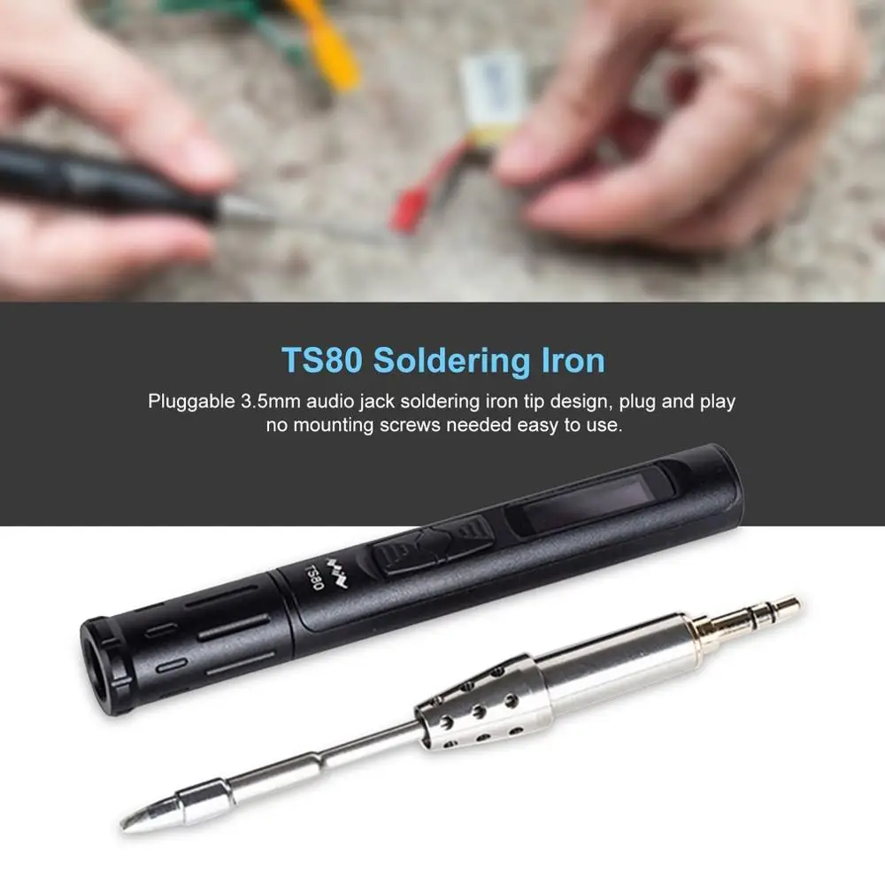 TS80 Mini Portable Digital Electric Soldering Iron Adjustable Temperature Type C TS-B02 D25 Solder Tip QC3.0 Quick Charger Kit