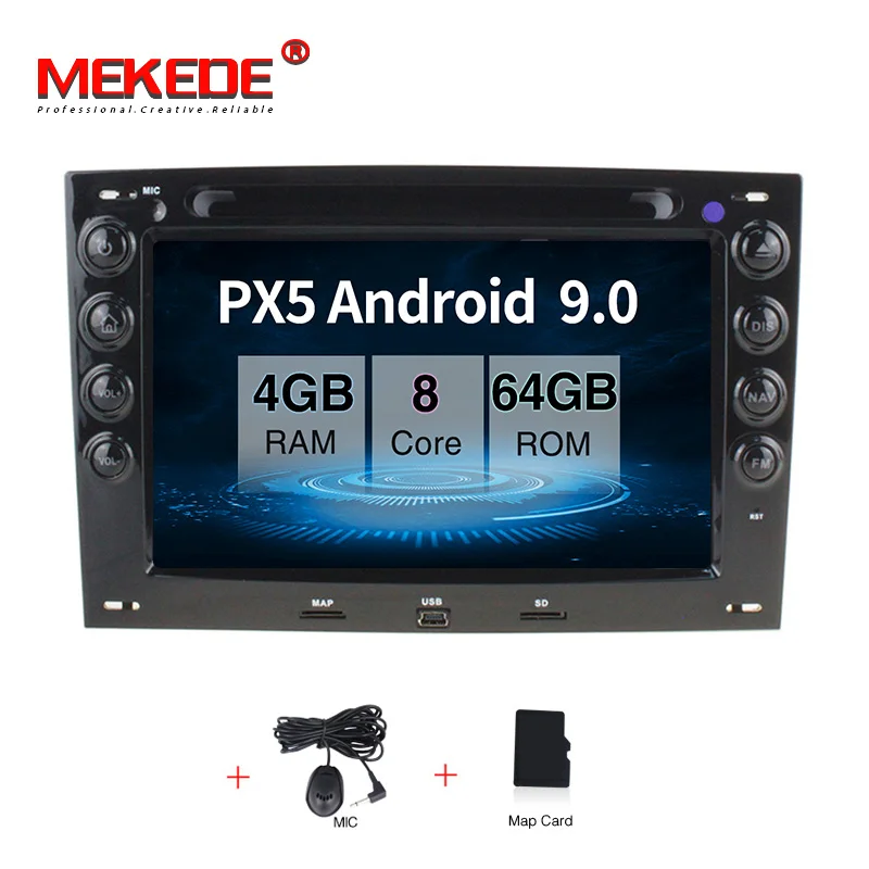 Android 9,0 4+ 64G Автомобильный dvd-плеер для RENAULT MEGANE 2003-2008 автомобильный аудио gps Авторадио автомобильный gps dvd-плеер wifi BT - Цвет: 8core 64G