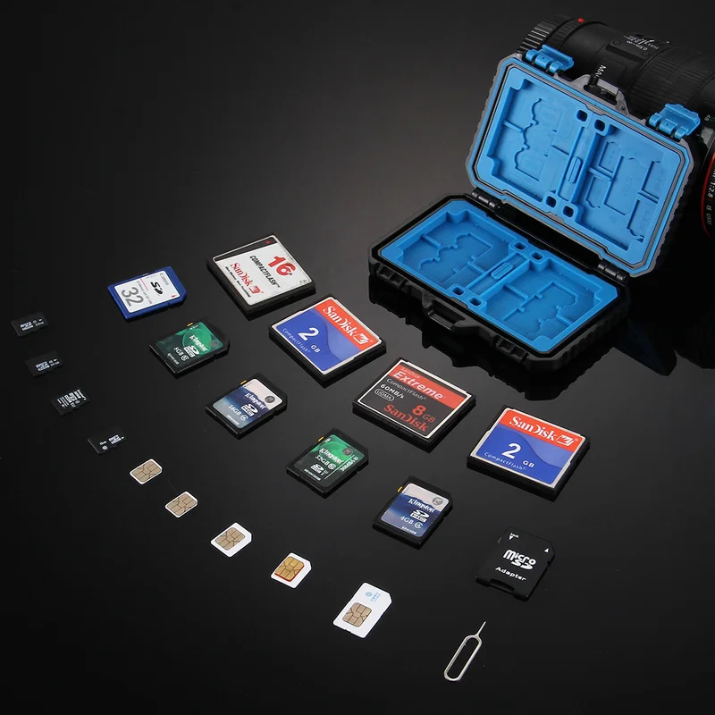 Black 27 Cards Room Waterproof CF TF SD SIM Card Box Holder Memory Card Storage Case 2