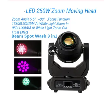 

2pcs With Fly Case Lyre 250w Led Spot Moving head Light Gobo/Zoom/wash with 8 Prism DMX DJ