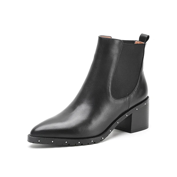SOPHITINA/пикантные женские ботинки с острым носком; обувь ручной работы из высококачественной натуральной кожи на квадратном каблуке; классические женские ботинки на высоком каблуке; MO278 - Цвет: black Short plush