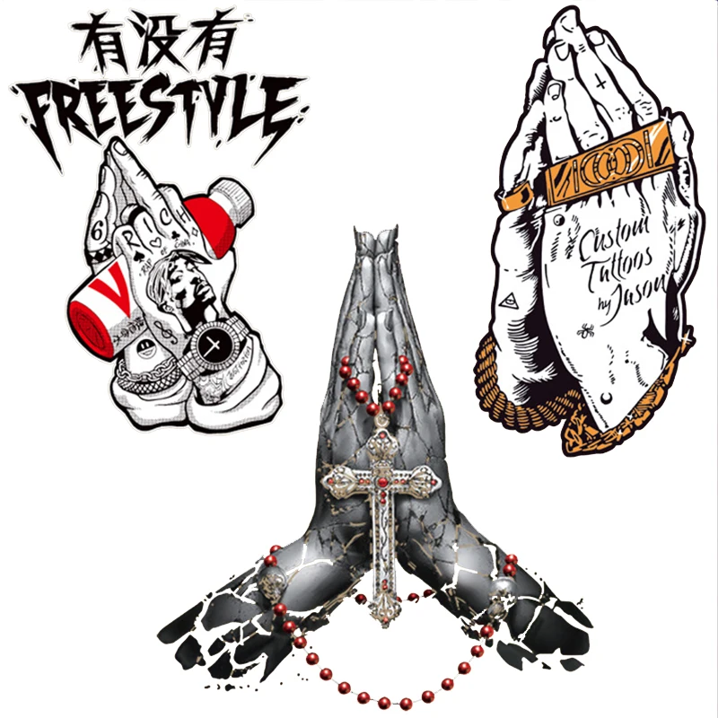 

Iron on Patches Punk Rock Gesture Thermo Transfer for Clothes Stickers on Clothes Letter Badges DIY T-shirt Hand Patch Appliques