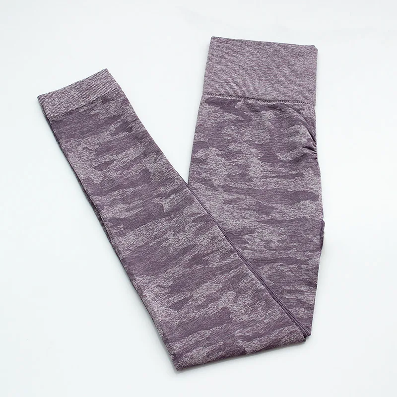 Sunicornets, сексуальные камуфляжные Бесшовные штаны с высокой талией для тренировок, йоги, для женщин, пуш-ап, для спорта, фитнеса, лосины спортзал, женские Леггинсы для йоги - Цвет: Purple