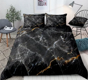 

Natural Texture Marble Bedding Set Bedroom Decor Black Background Hypoallergenic with Zipper 1PC Duvet Cover with Pillowcases