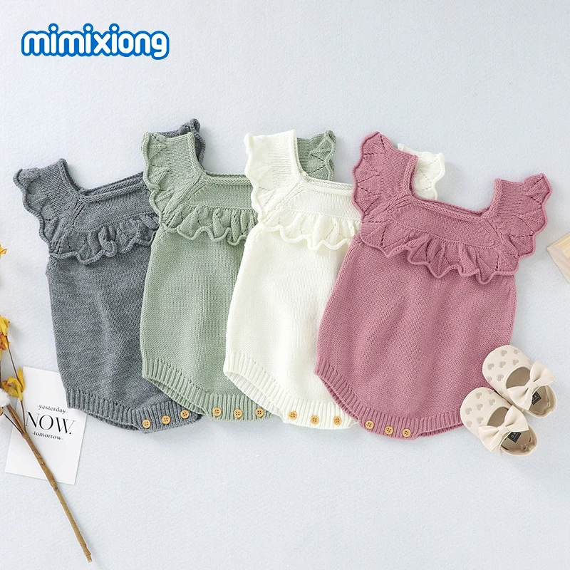Monos de punto para bebé y niña, de Color caramelo ropa bonita para recién nacido, Body Infantil de 0 a 18 meses, trajes para niño