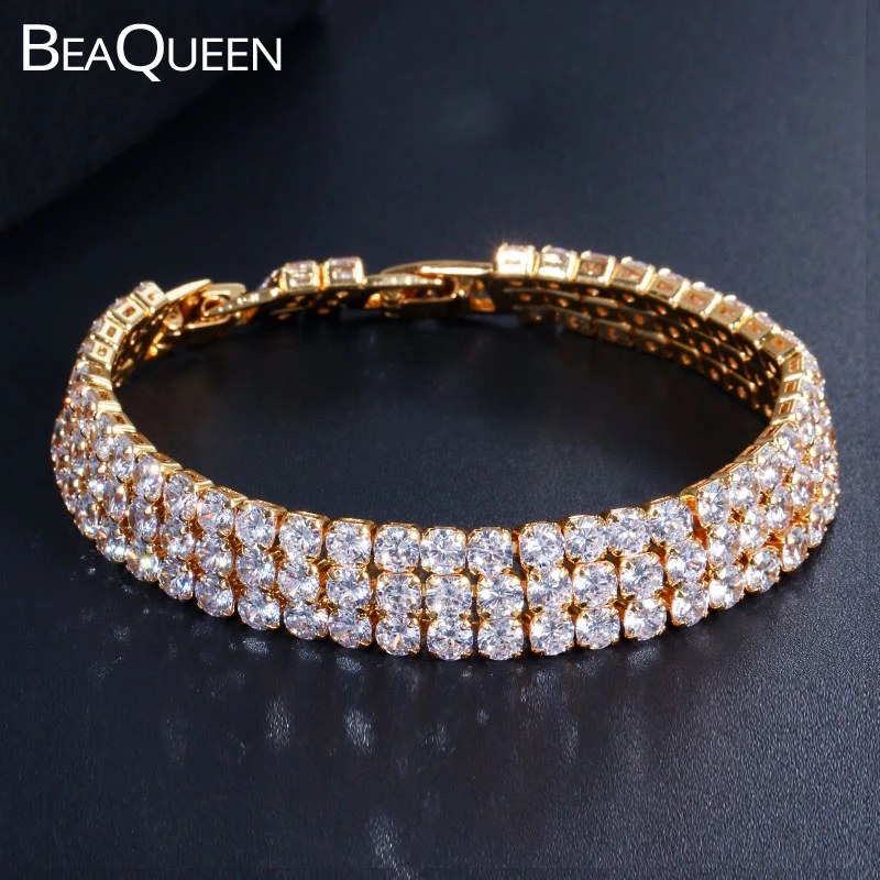 Женский браслет с фианитом BeaQueen роскошный проложенный Кристаллами Браслет