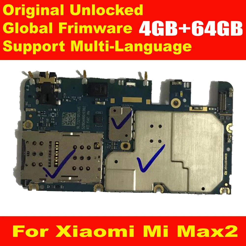 Оригинальная материнская плата с глобальной прошивкой для Xiaomi Mi MAX2 MAX 2 4 Гб 64
