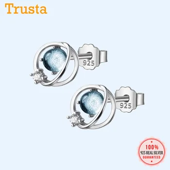 

Trustdavis 100% 925 Solid Real Sterling Silver Expansive Starry Sky CZ Stud Earring For Women Girl Kid Fashion Jewelry DA367