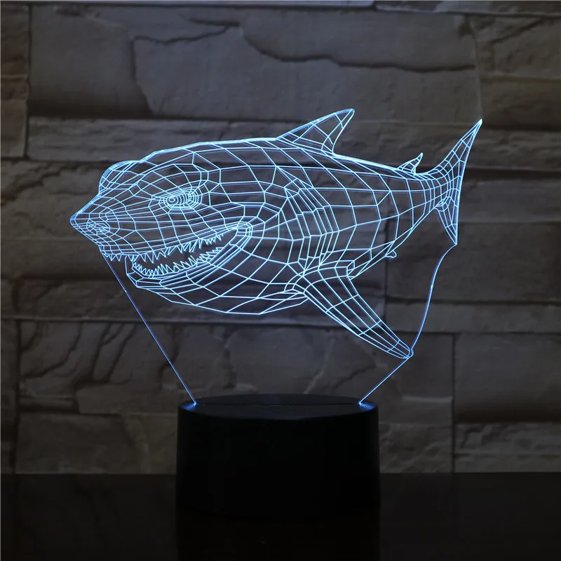 Акула USB 3D настольная лампа домашний декор 7 цветов меняющийся светодиодный Ночной светильник сенсорный пульт дистанционного управления Управление домашний декор атмосферная лампа