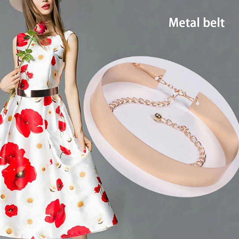 Женский ремень широкий золотой металлический с цепочкой|belt plate|mirror chainfashion women belt |