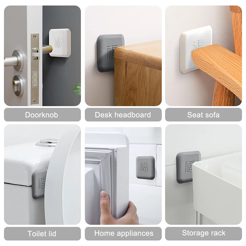 Silicone Door Handle Bumpers Self Adhesive Deurstopper Protection Porte Pad Shock Mute Blessing Square Wall Protector Pad silicone door stopper door stopper bumpers door stopper silicone rubber bumpers