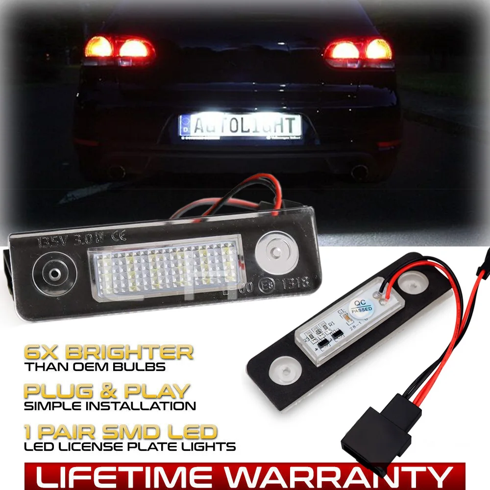 

2Pcs For Skoda Octavia 2 Facelifted Roomster 5J CANBUS Car LED Number License Plate Lights Error Free White Number Plate Lamp