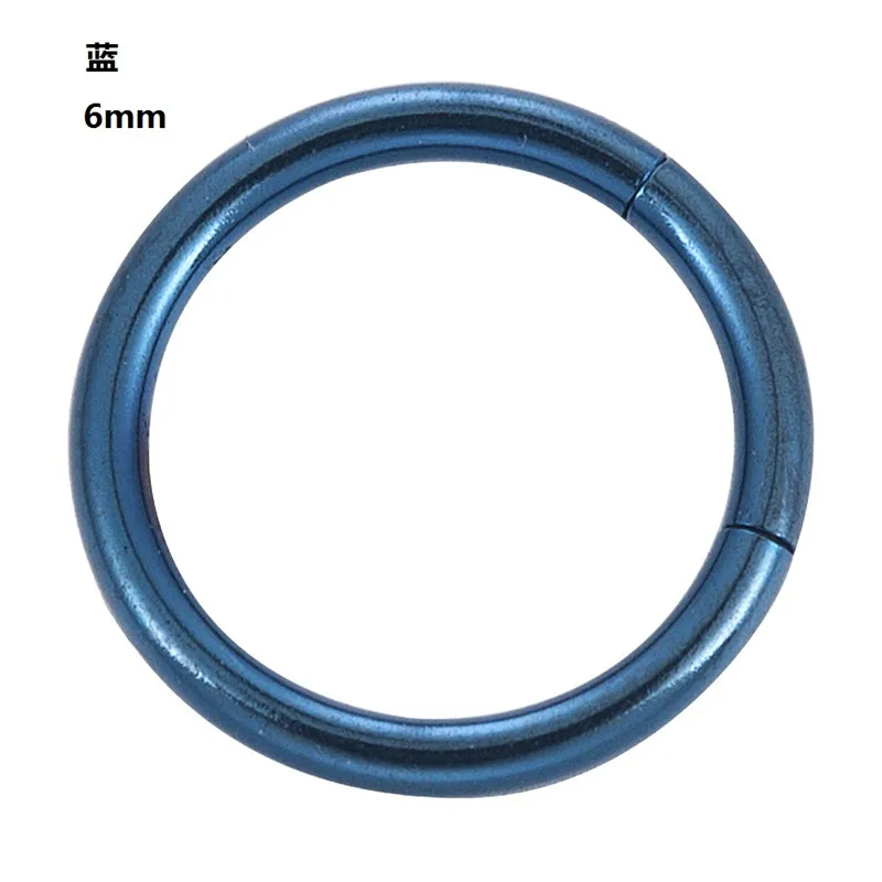 Классический шарнирный бесшовный сегмент кольцо хирургический стальной нос обруч серьги в стиле панк Лабрет перегородка пирсинг кольцо заглушки и тоннели - Окраска металла: 6mm Blue