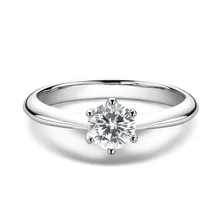 

Ainuoshi Genuine D Color Moissanite Diamond Ring 0.5 Carat Classic Six-claw 925 Silver 18k Gold Plated Ring For Woman