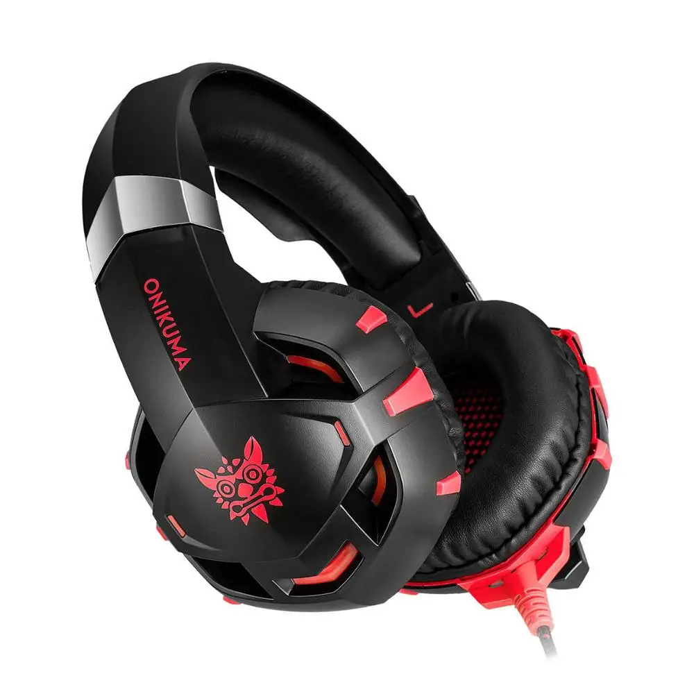 Red Стерео Игровые наушники с шумоподавлением, игровая гарнитура, проводные наушники с регулятором громкости, светодиодный светильник, геймерские наушники с микрофоном - Color: Red