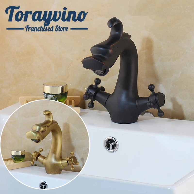 Torayvino смеситель для ванной комнаты с дизайном дракона Torneira античный латунный смеситель черный смеситель для раковины роскошный кран для раковины Смеситель