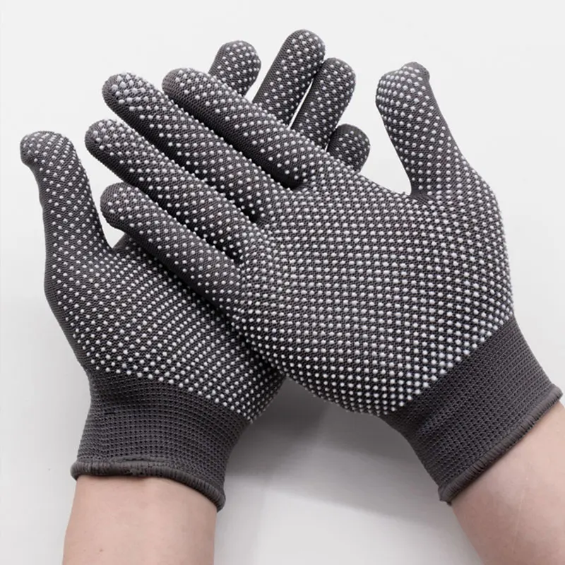 

12 Pairs High Quality Non-slip Breathable Nylon Safety Protective With PVC Dot Coating Men Women Hand Protector Working Gloves