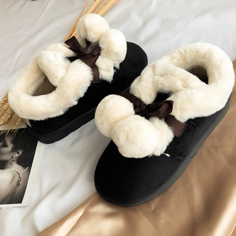 Зимняя повседневная женская обувь; теплые меховые удобные кроссовки на шнуровке; женская обувь на плоской подошве с Плюшевым Мехом; женская теплая обувь; scarpe donna - Цвет: Hairball