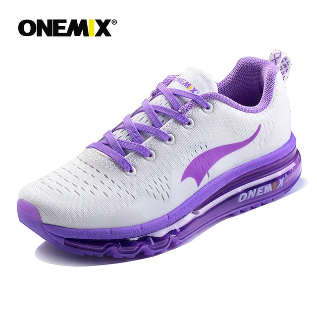 ONEMIX New 2021 Original Brand Men's Running Shoes Outdoor Breathable Mesh Sneaker Athletic Sports Shoes Black White Sneakers white purple