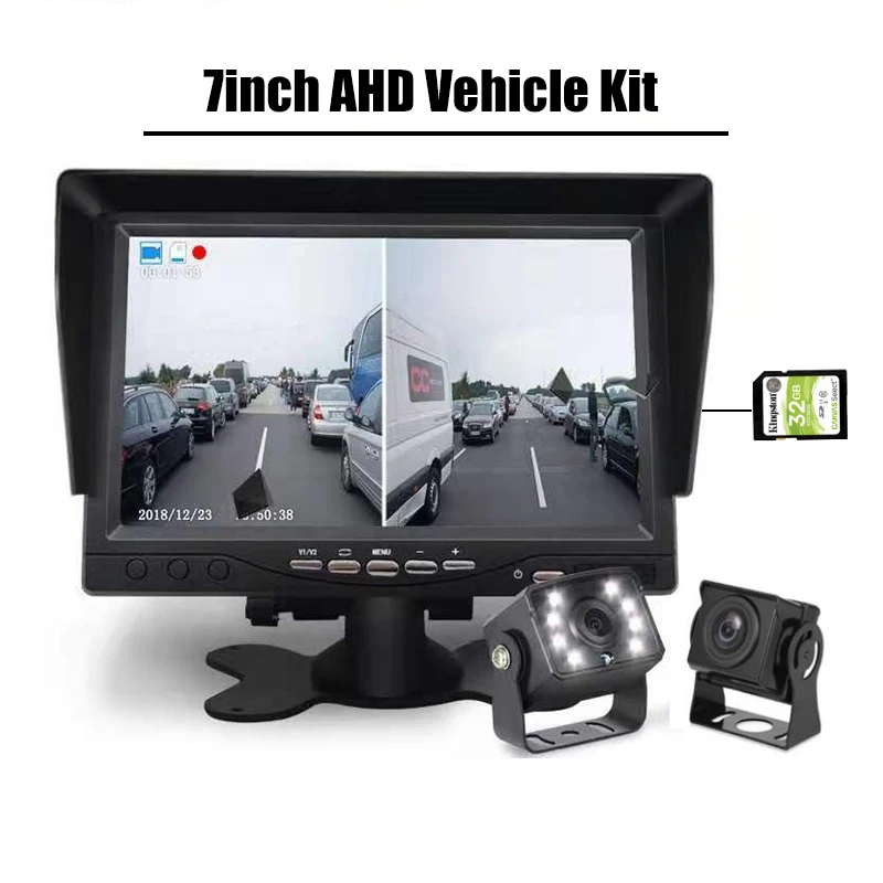 

1920*1080P DVR Met Sterrenlicht Nachtzicht Voor Achter View Parking Camera Recorder 7 inch dual IPS Screen Monitor