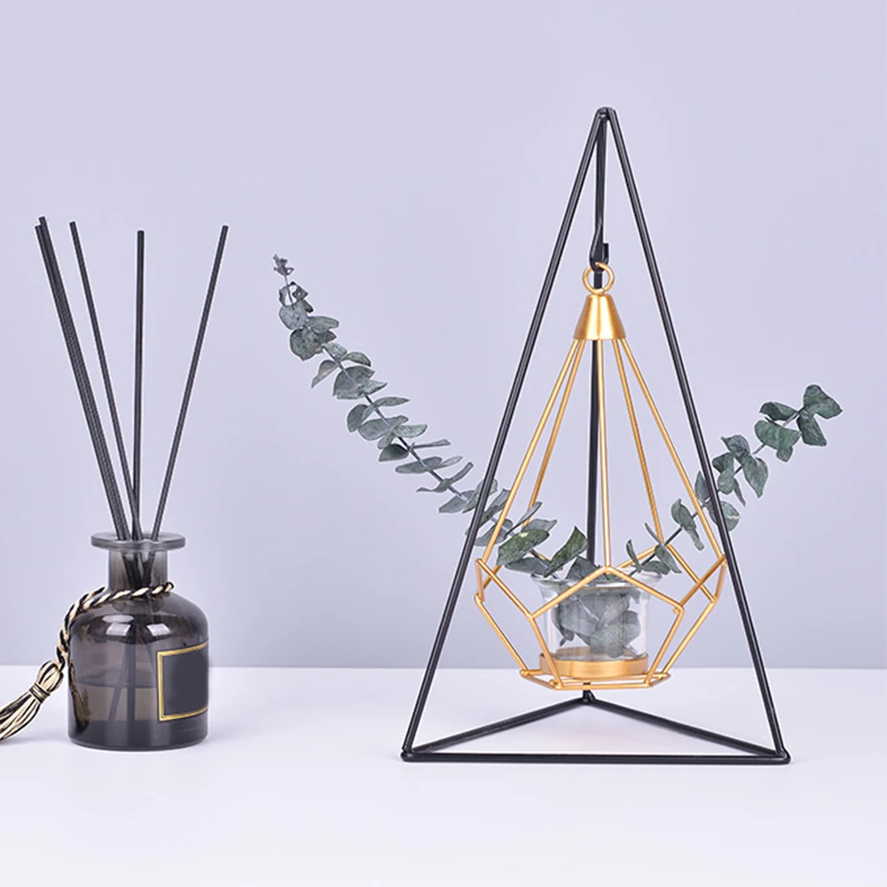 

Nordic Style Candle Holder Multifunctional Home Decoration Golden Glass Candlelight Dinner Home Decor Crafts Candle Stand