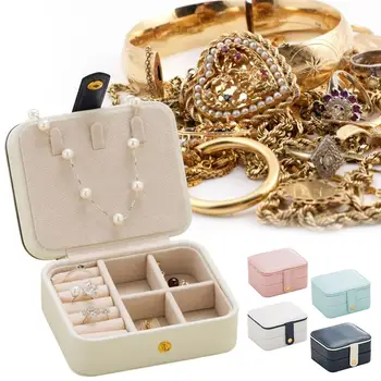 

Jewelry Organizer Display Travel Jewelry Case Boxes Portable Leather Storage For Earring, Lipstick, Necklace Jewelry Holder
