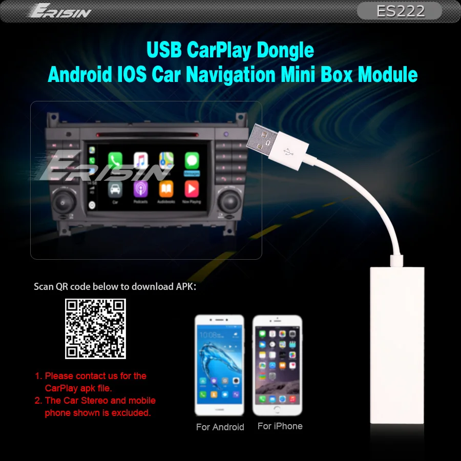 Erisin Es222 Carplay Dongle Usb Android Car Satnav Box Mirror Bt For Iphone Ios Android Auto Equalizers Aliexpress