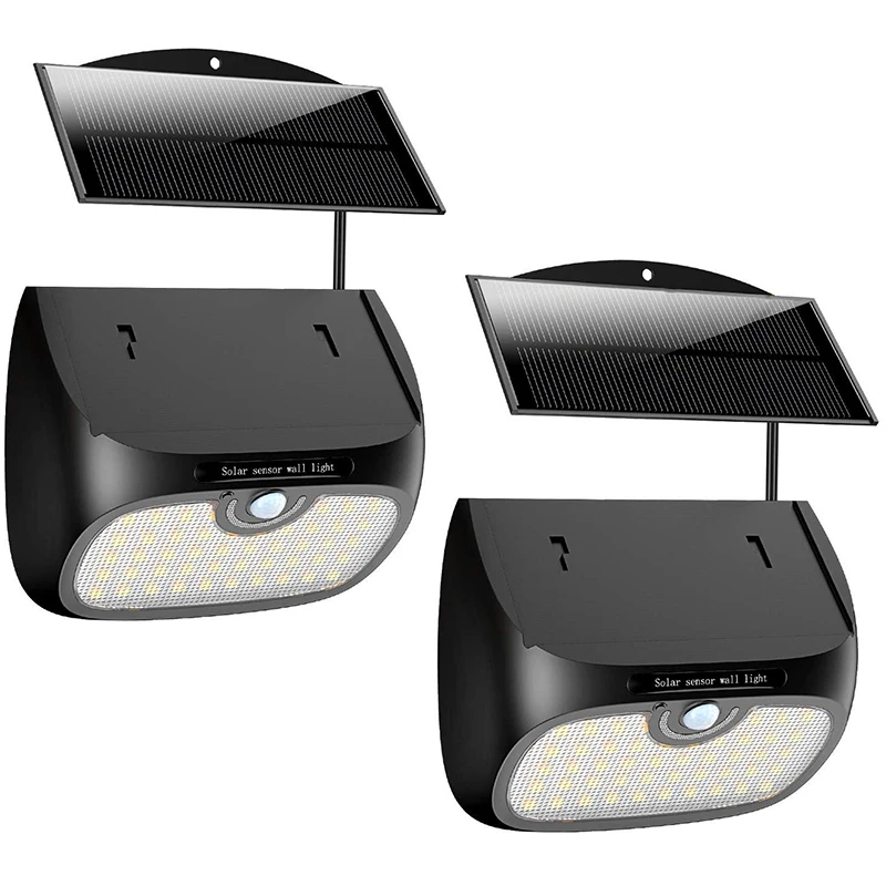 

Solar Lights Outdoor, [2 Pack] [Detachable Solar Panel] [48 LED Super Bright] Solar Security Lights Wall Lights with 3 Modes for