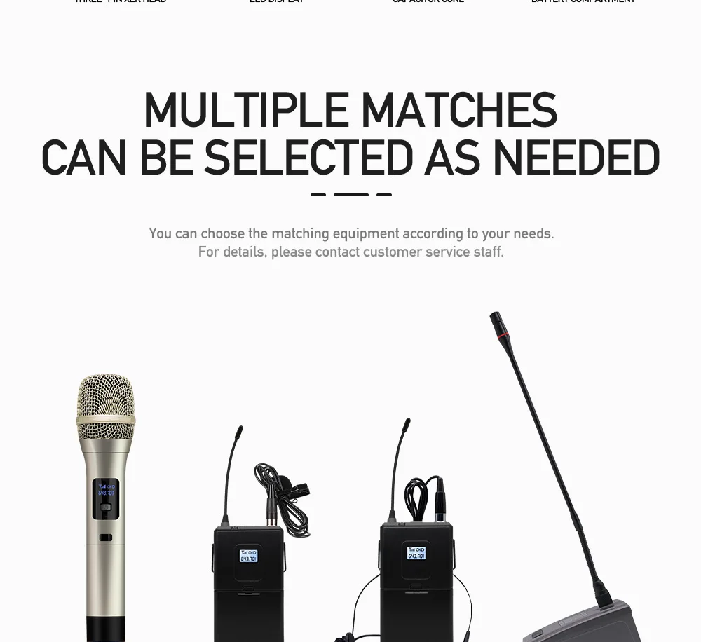 Professional wireless microphone system 4 channel fixed frequency dynamic display 2 handheld 2 lava clip wireless microphone