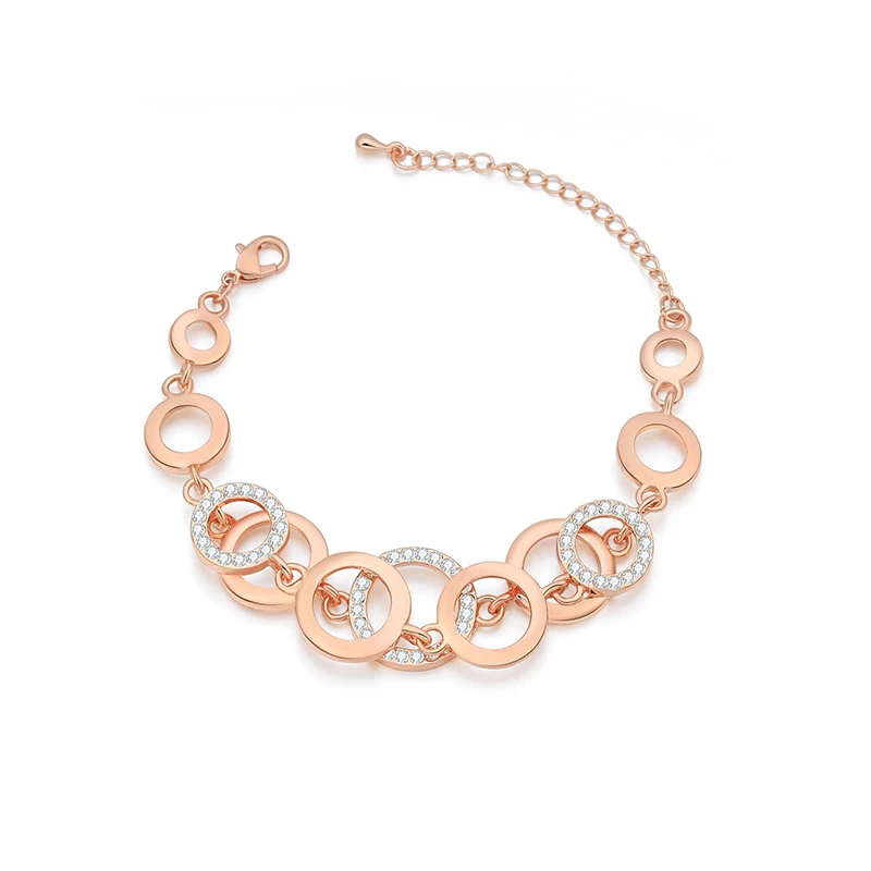 Многослойный Круглый Женский браслет из розового золота 2020 пробы с кругами и