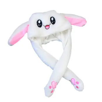

Cute Rabbit Ear Shape Hat Move Airbag Magnet Cap INS Plush Dance Toy Velvet Unisex Novelty Warm Accessories Gift