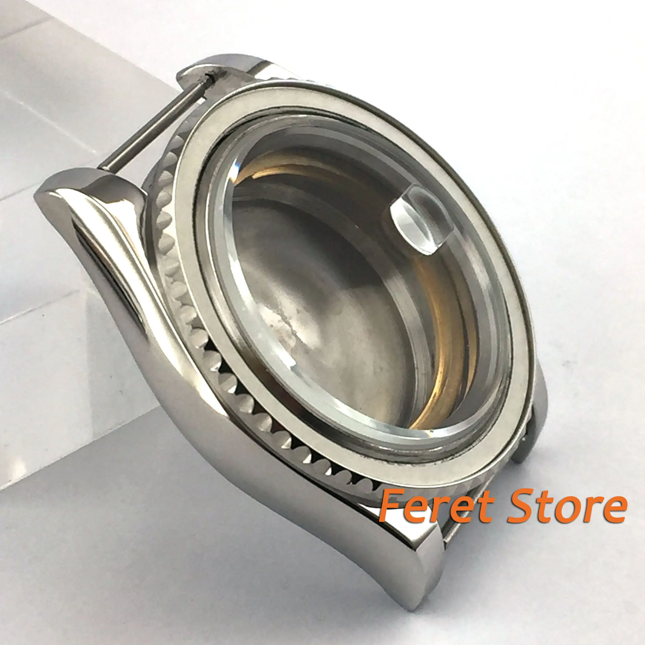 40mm Sapphire glass polish steel bi-directional watch case fit ETA 2836 Mingzhu 2813 DG movement watch