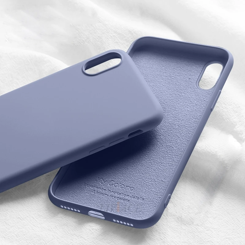Настоящий жидкий силиконовый чехол для телефона для iphone 11 pro x xs max xr 6 6s s 7 8 plus 5 5S se 4 4S Официальный Цвет Мягкая задняя крышка fundas - Цвет: Lavender gray
